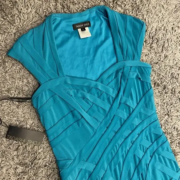 Tadashi Shoji NEW Teal Green Bodycon Dress Size L Women